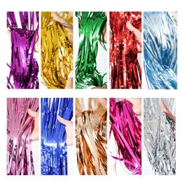 Party Decoration 1x2M Metallic Foil Fringe Door Curtain Colorful Tassel Po Backdrop Birthday/Wedding/Christmas Event & SupplyParty