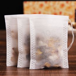 100pcs/Lot Teabags Tools Non Woven Drawstring Empty Spice Bags Tea Leaf Spices Philtre Bag Tea Strainers Decoction Philtres Tool BH6577 WLY
