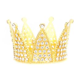 2021 Metal Pearl Happy Birthday Cake Toppers Shining Mini Crown Cake Topper Sweet Party Decoration Wedding&Engagement Decor