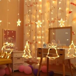 Christmas Hanging Lamp Curtain Lights Merry Christmas Decorations For Home Xmas Ornaments Navidad Year Decor Gifts 201027
