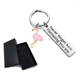 Keychains Motivational Flamingo Keychain Never Forget How Flamazing You Are Round Key Ring Fred22