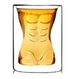 Бокалы для вина 200 мл сексуальных леди мужчины прочные двойные стены виски бокал дух пивные чашки творческий мужчина женщина обнаженная коктейльная кружка
