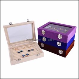 Jewelry Boxes Packaging Display 7 Color Veet Glass Ring Earring Organizer Box Tray Holder Storage T200917 873 Q2 Drop Delivery 2021 6Lchi