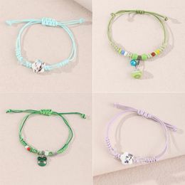 Charm Bracelets Lovely Girl Cute Green Frog Bracelet For Women Ink Hand-painted Star Pendant Length Adjustable Students JewelryCharm Inte22