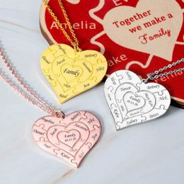 Pendant Necklaces PolishedPlus Women Jewellery Personalised Heart Shape Customised Family Friends Names Puzzle Necklace Mother's Day GiftP