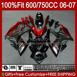 OEM red grey stock Body For SUZUKI GSXR-600 GSXR750 K6 GSX-R750 06-07 Bodywork 130No.68 GSXR 750CC 600CC 750 600 CC GSXR600 06 07 GSXR-750 2006 2007 Injection mold Fairing