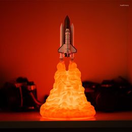 Night Lights 3D LED Lamp Space Shuttle Rocket Light 5V USB Rechargeable Bedside Lovers Christmas Birthday Kids GiftNight