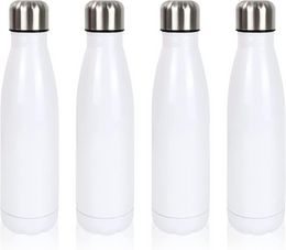 500ml 17OZ Vacuum Sports Thermos Water Bottle White Blank Sublimation Printing DIY Bottles 0425