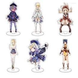 Keychains Anime Genshin Impact Figure Stand Zhongli Hutao Character Acrylic Model Plate Desk Decor Standing Fans Present Gift Enek22