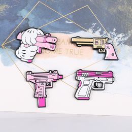 enamel plates wholesale Canada - Creative Cartoon Pink Enamel Brooch Pins Cute Metal Badge Girl Clothes Accessories Funny Brooches Jewelry 1 51dr E3