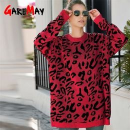 women leopard knitted sweater winter animal print winter thick long sleeve female pullovers casual tops LJ201113