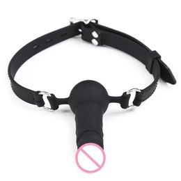 Adult Games Strapon Dildo Head Strap on sexy Toys for Couples Silicone Dildos Bandage Realistic Penis Mouth Gag