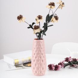 Vases Plastic Vase Pink Imitation Ceramic Modern Flower Living Room Decoration Home Nordic Ornament ArrangementVases