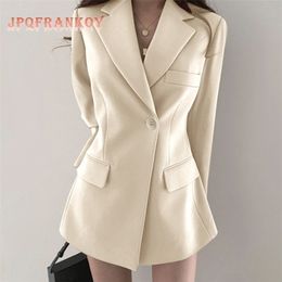 JPQF Suit Jacket Female Spring Summer Solid Color Korean Version Design British Style Lady Women Crop Blazer Fashion 220811