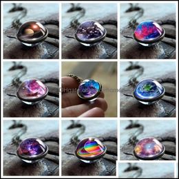 Pendant Necklaces Pendants Jewellery New Neba Galaxy Double Sided Rotatable For Wome Men Universe Planet Glass Art Picture Handmade Statemen
