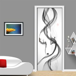 Modern Abstract Ink Painting Creative Art Mural Living Room Bedroom Door Mural Wallpaper PVC Waterproof Self-adhesive Wallpaper 201009