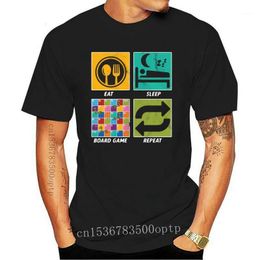 Men's T-Shirts Men T-shirt Eat Sleep Board Game Repeat Strategy Gameplay Chess Snakes And Ladders Gift Tshirt Women T Shirt