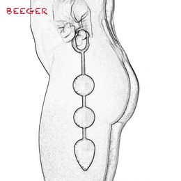 BEEGER Weighted Anal Beads New Arrival Big Silicone Flexible Butt Plugs sexy Toys Products Uni Balls