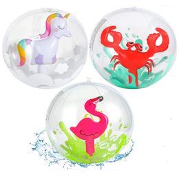 40cm Transparent PVC Beach Balloon Cartoon Fruits Filled Inflatable Ball Unicorn Crab Watermelon Orange Kiwi Water Balloons Swimming Pool Convenient Storage