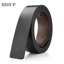 HIDUP Men's Good Level Quality Genuine Leather Belt Pin Slide Style Soft Belts Strap Only 3.3cm Wide Without Buckles 2021 LUWJ16 H220427