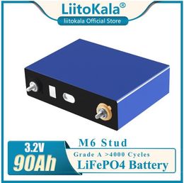 LiitoKala Grade A 3.2V 90Ah Lifepo4 Battery CELL NEW for DIY 12V 24V 48V RV Pack Diy Solar EU US TAX FREE UPS or FedEx