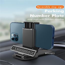 Interior Decorations Car Mobile Phone Bracket Rotation Double Spring Buckle Multi-functional With Hidden Parking Number Plate