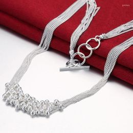 Chains Arrival 925 Silver Necklaces Fashion Design Scrub Round Bead Chain Necklace For Women Fine JewelryChains Godl22