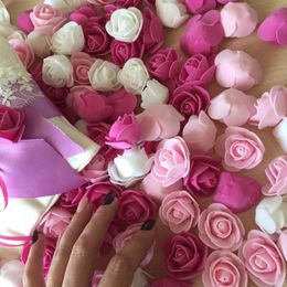 Decorative Flowers & Wreaths 100/200pcs 3.5cm Artificial PE Foam Rose Head Wedding Party Home Decoration Handmade DIY Wreath Gift Box Flower