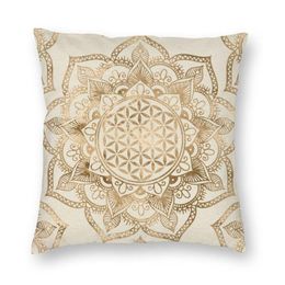 Cushion/Decorative Pillow Mandala Flower Of Life In Lotus Cushion Covers Sofa Living Room Sacred Geometry Square Throw Case 40x40cmCushion/D
