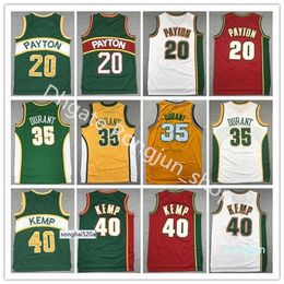 Men Basketball Gary Payton Jerseys 20 Kevin Durant 35 Shawn Kemp 40 Ray Allen 34 All Stitched Team Red Yellow White Gree jerseys