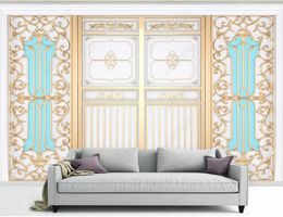 custom 3D wallpaper mural living room bedroom Beautiful European style golden carved background wallpapel de parede wall stickers home decor wall decaration