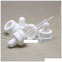 Wholesale Black or white childproof caps with glass dropper rubber bulb for mouth glass bottle
