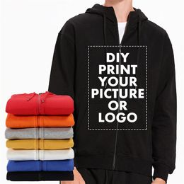 Fashion Men Women Hooded Streetwear Customised Printed Picture Text Your Own Design Personalised Pullover Unisex Hoodie 220722