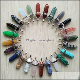 Charms Jewellery Findings Components Fashion Natural Stone Sharp Crystal Pendant Quartz Rock Chakra Necklace Je Dhsxk