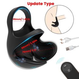 Penis Ring Testicle Vibrators for Man Masturbator Sex Toys Pussy Sexy Men Vibrating Chastity Belt Stimulation Cock 220520