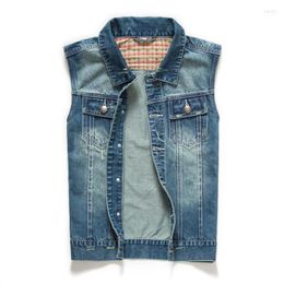 Men's Jackets 2022 Jean Jacket Vest Denim Blue Coats Men Casual Sleeveless Waistcoat Vests Tops StylishB7781