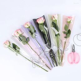 black and gold packaging Canada - Other Arts And Crafts 50Pcs Flower Packaging Bag Bright Transparent Valentine's Day Single Rose Bags 45cm Black Whte Pink Gold ColourOth