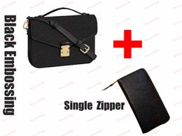 2pcs Designer Luxury Bag High-quality Women Credit Card Holder Bags Fashion Long Black Single Zipper Wallets Purse And Embossing Totes bag