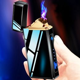 Cool Colourful Zinc Alloy Intelligent ARC Lighters USB Charge Windproof Dry Herb Tobacco Cigarette Holder Cigar Handpipe Smoking Lighter Gift Box DHL Free