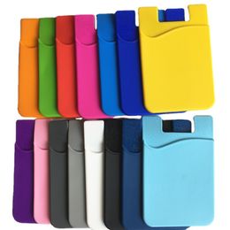 Silicone Wallet Credit Card holders Cash Pocket Sticker 3M Glue Adhesive Stick-on ID Holder Pouch For Mobile Phone XDJ197