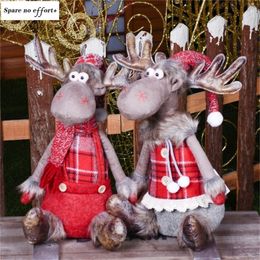 Christmas Decorations for Home Red Elk Dolls Wedding Year Xmas Decor Lovely Figures Sitting Toys Kids Festival Gift Kerst Y201020