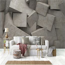 Custom 3D Geometric Abstract Background Wall Paper Restaurant Coffee Shop Decor Mural Wallpapers Papel De Parede