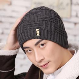 Berets Winter Skullies Hat Wool Beanies Knitted Scarf With Lining Male Gorras Bonnet Hats For Men FashionBerets