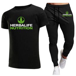 Nutrition Suit Summer Mens Sportswear Set Short Sleeve T shirt And Sweatpants For Men Casual 220708