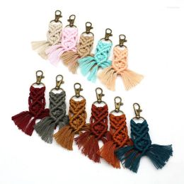 Keychains 1Pc Weaving Keychain For Women Boho Handmade Tassel Key Ring Retro Original Holder Gift Ladies Trend Car Hanging Jewellery Miri22