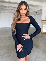 Casual Dresses Solid Color High Waist Sheath Mini Dress Women Summer Exotic Elegant Luxury Tight Evening Sexy 2022Casual