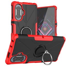 Magnetic Metal Ring Support Armour Shockproof Cases For Xiaomi Redmi K40 Gaming Poco F3GB PC+TPU Shock Absorber Back Protective Cover