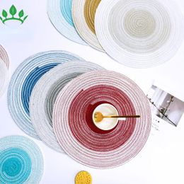 Mats & Pads Woven Mat Color Gradient Western Simple Modern Round S Utensils For Kitchen Table Placemats Padding Decoration Bar