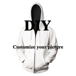 NADANBAO Custom DIY Women Zipper Hooded 3D Digital Printed Men s Pocket Pullover 1MOQ Diy Your Pattern Zip up Sweatshirts 220722