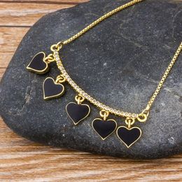 Pendant Necklaces Classic Black/Red Colour Copper Zircon Heart Shape Necklace For Women Party Wedding Jewellery Support DropPendant NecklacesPe